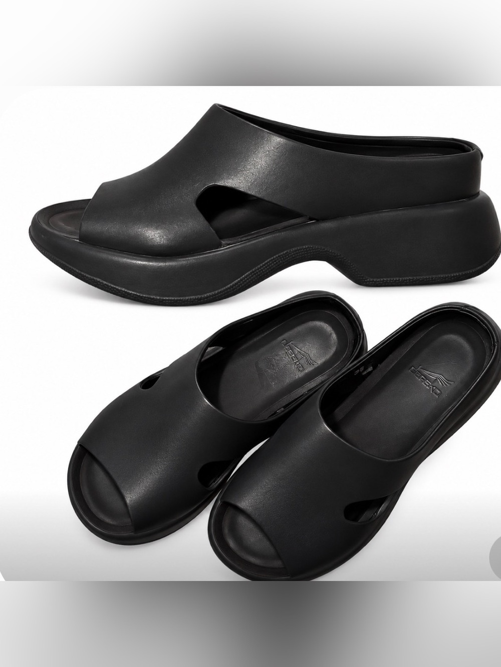 Dansko Black Open-Toe Chunky Slip-On Sandals - Women's Size 8 Hippie Phoebe y2k